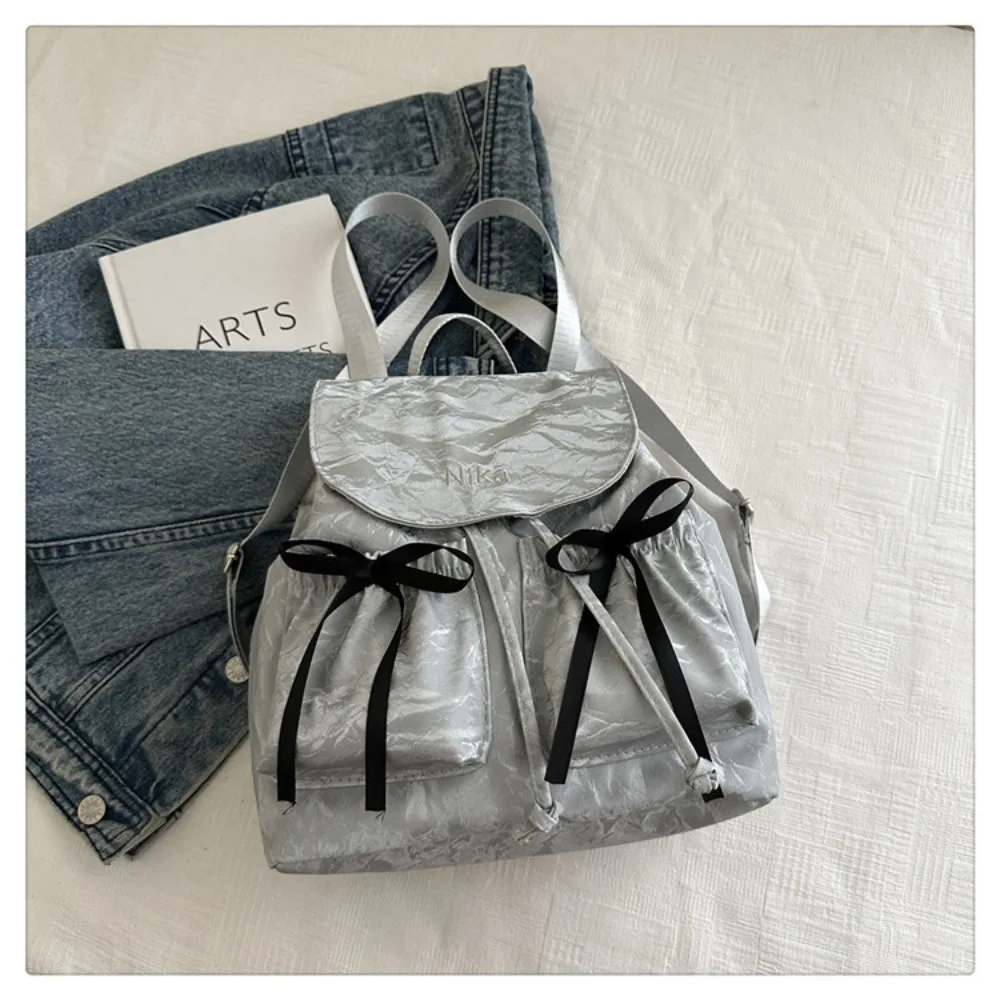 

Модный милый женский рюкзак с узлом, большая вместительная дорожная сумка на шнурке, однотонная студенческая сумка для книг, уличная сумка