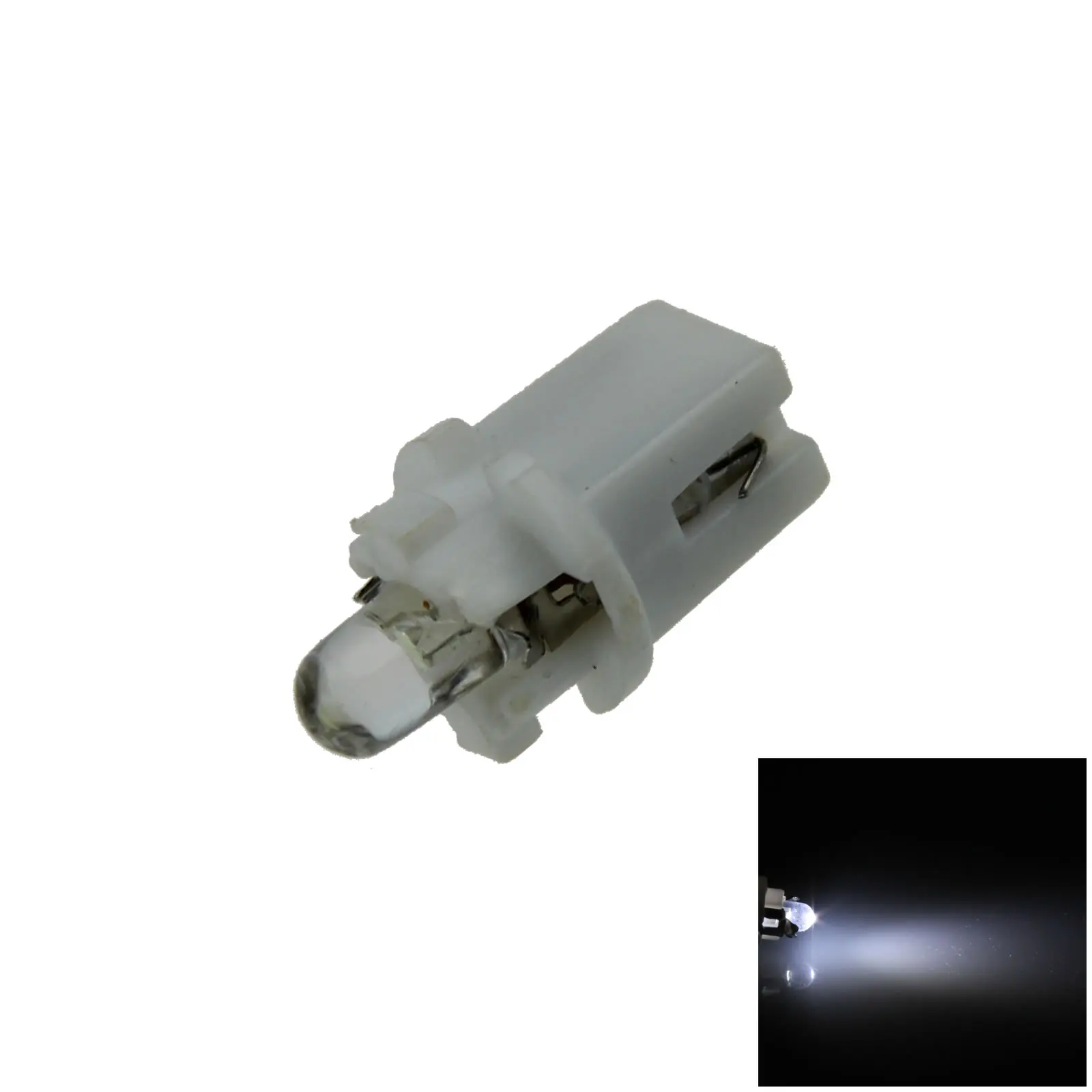 1x White AUTO B8.3D NEO Dash Twist Socket HVAC Lamp Instrument Light 1 Emitters In-Line LED Bax10s N302-W