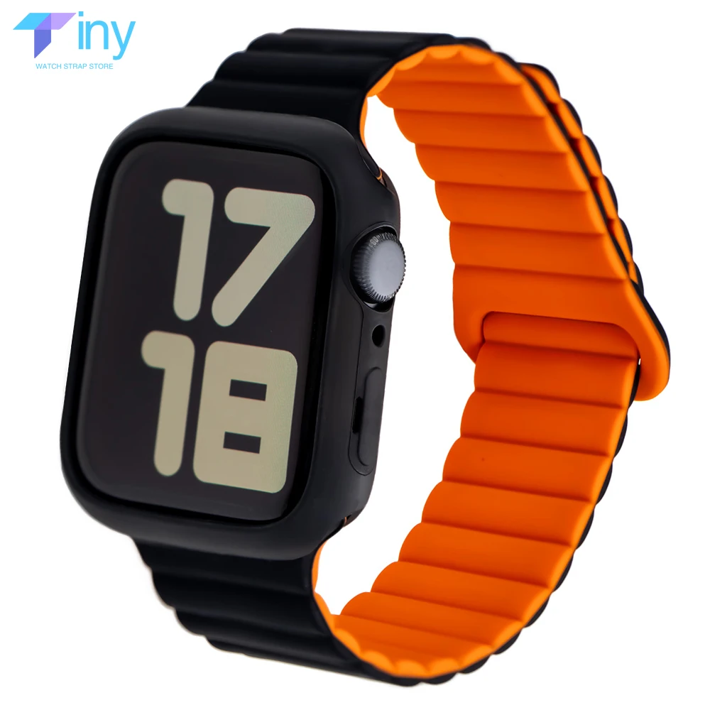 Candy Case+Silicone Strap for Apple Watch Band 44mm 45mm 42mm Magnetic Sport Bracelet for Iwatch Series 9 8 7 6 SE 5 4 40mm 41mm