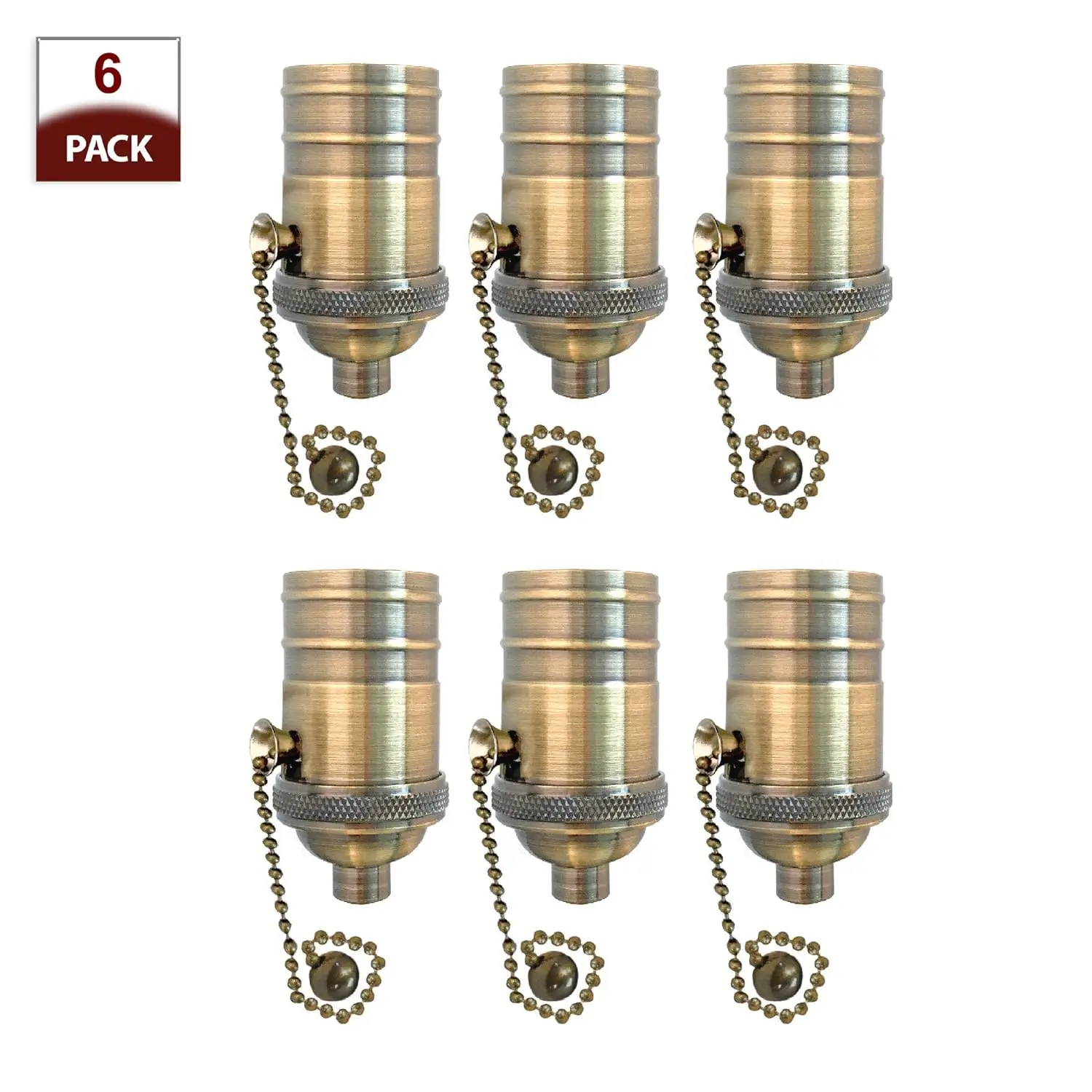 Customized 6PCS Vintage Pendant Light Sockets Light Cord Kit with Switches,E26/E27 Solid Industrial Sockets Cord Lamp Holder