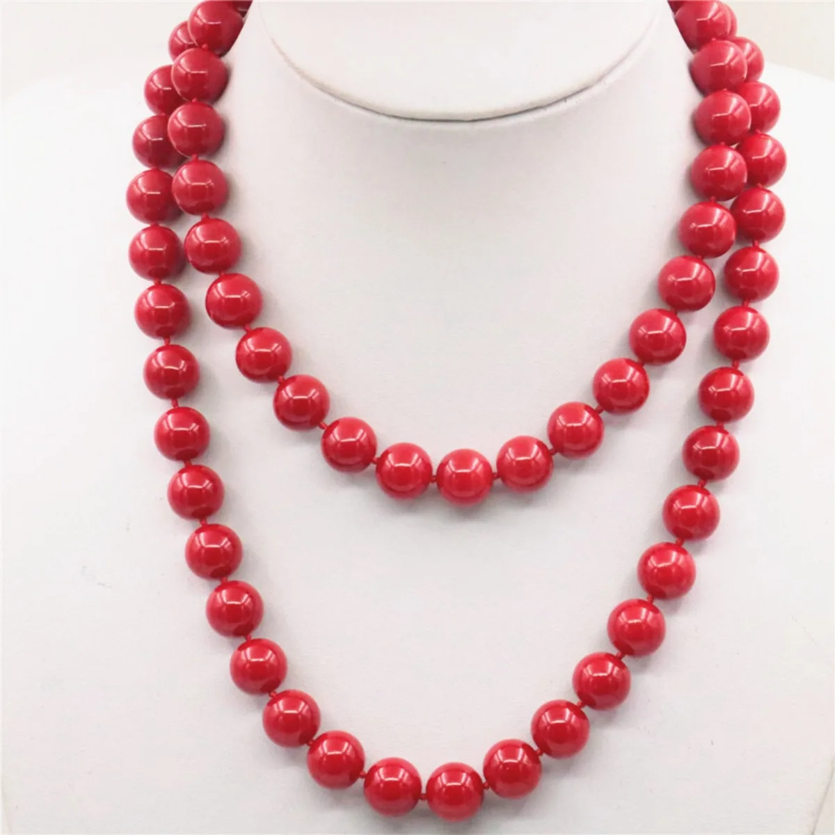 Trendy Accessory Jewelry Beads 10 12mm Red Coral Necklace Wholesale Balls DIY Girl Women Gifts Female Hand Made Ornaments 36inch