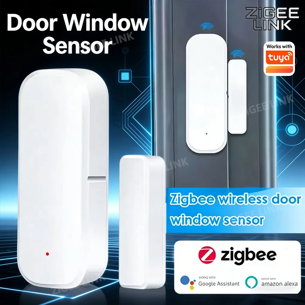 

Zigbee Smart Wireless Magnetic Door Window Opening Sensor Detector with App Notification Alert For Tuya Home Security protection