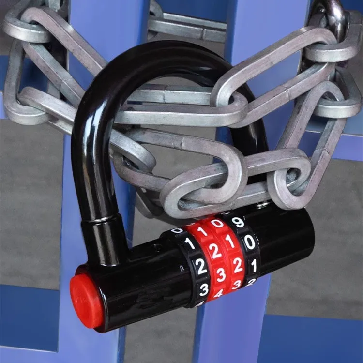 Heavy-Duty U-Shaped Combination Padlock, 4-Digit Anti-Theft Code Lock, Gym Lockers, Toolboxes, Gates, Fence Locks