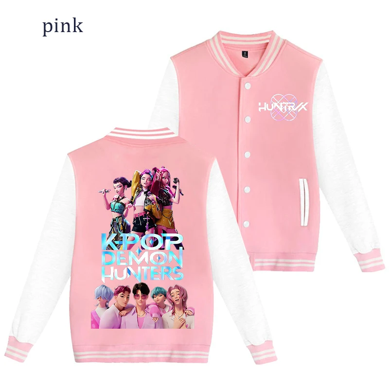 

KPop Demon Hunters Baseball Jacket 2025 Spring Autumn New Boys Girls Casual Sweatshirt Printed Children Sports Outerwear Jacket