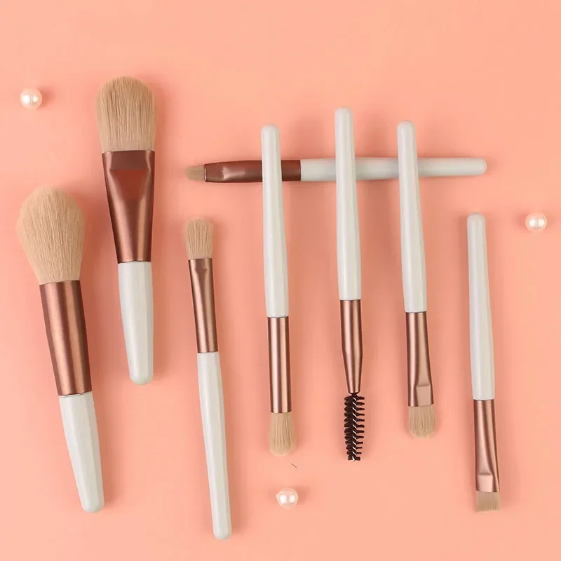 8Pcs Mini Portable Soft Makeup Brushes Set With Bag Eye Shadow Powder Eyelash Lip Concealer Blush Cosmetics Tool Make Up Kit