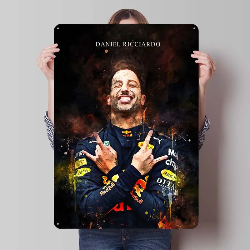 Daniel Ricciardo Metal Sign Racing Posters Vintage Metal Plate Retro Tinplate Sign for Wall Art Decoration Vintage Home Decor