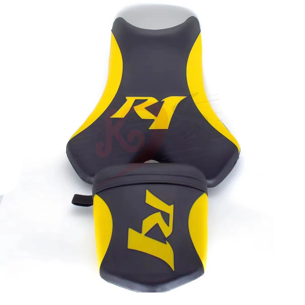 Motorcycle Front Driver & Rear Passenger Seat Pillion For Yamaha YZF-R1 2004 2005 2006 Black+Yellow