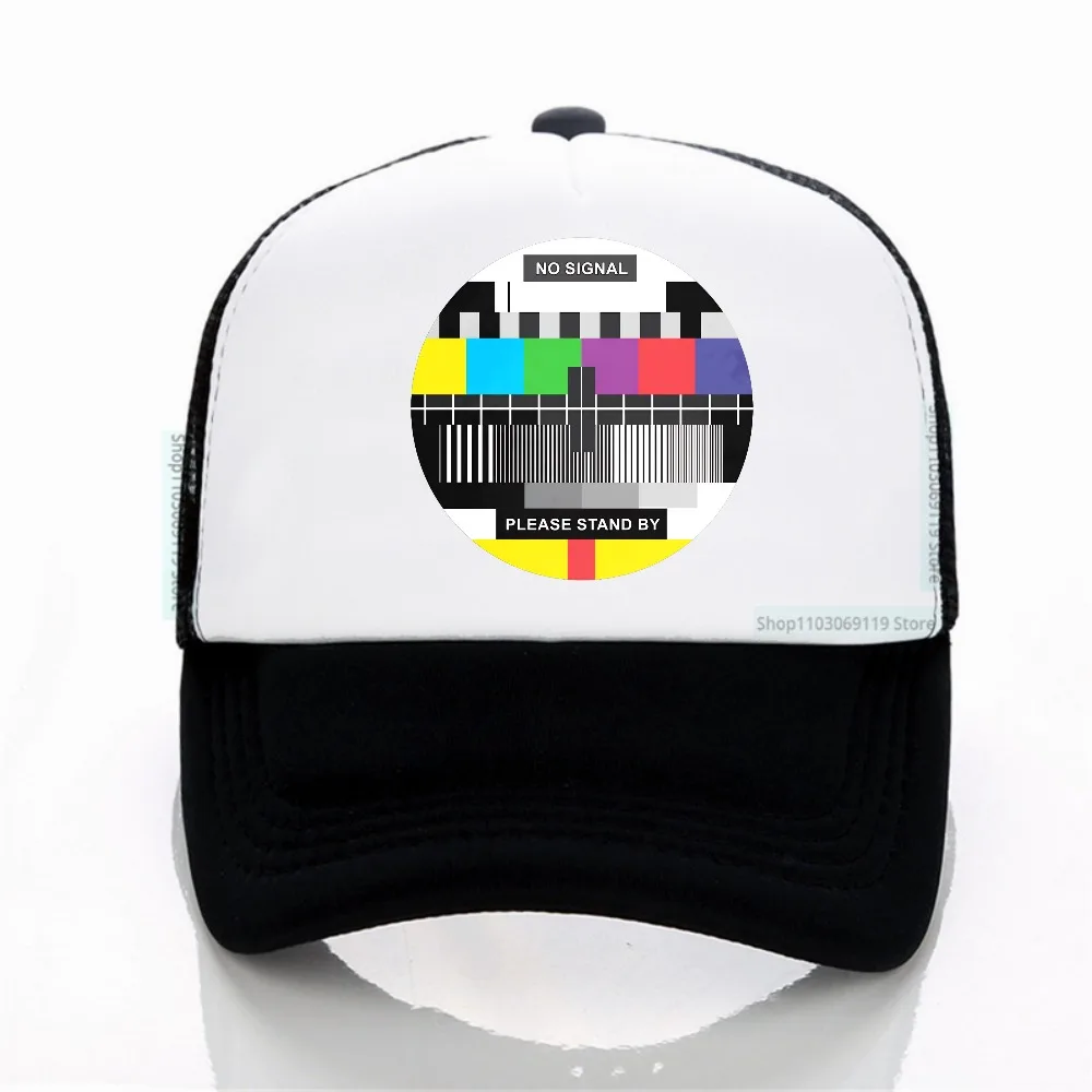 

Signal Bars & Channel Guide Graphic baseball cap Men's Funny TV Static Noise & 80s/90s TV Show Dials Retro hat casual mesh Hats