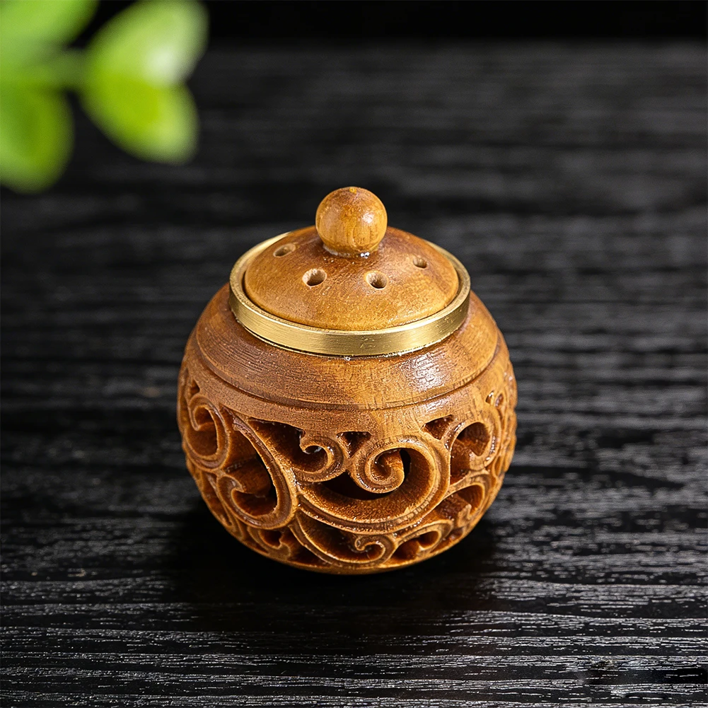 Mini Wooden Perfume Bottle Incense Expanding Figurines Sandalwood Portable Medicine Pill Box Pomander Storage Container Pendant