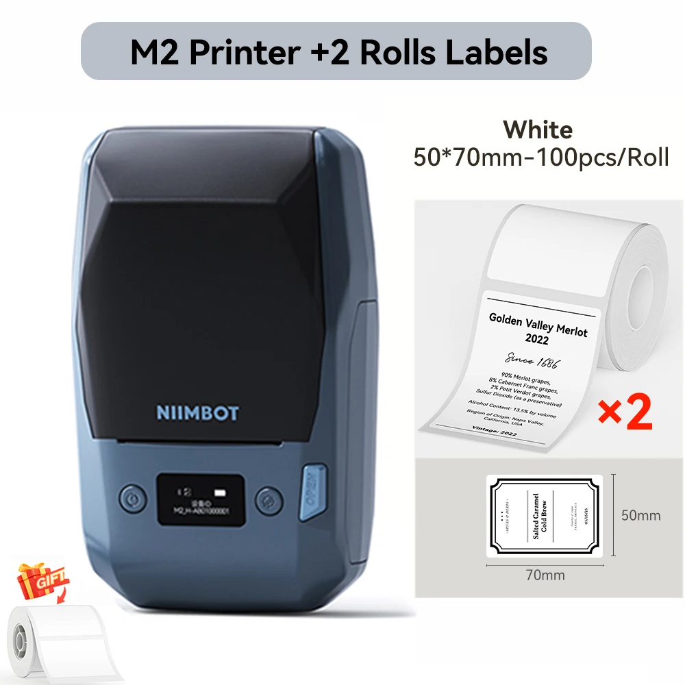 Niimbot M2 Thermische Transfer Labelprinter 300 DPI High Definition Draadloos 20-50 mm Printbreedte Label Maker Ondersteuning Telefoon/PC