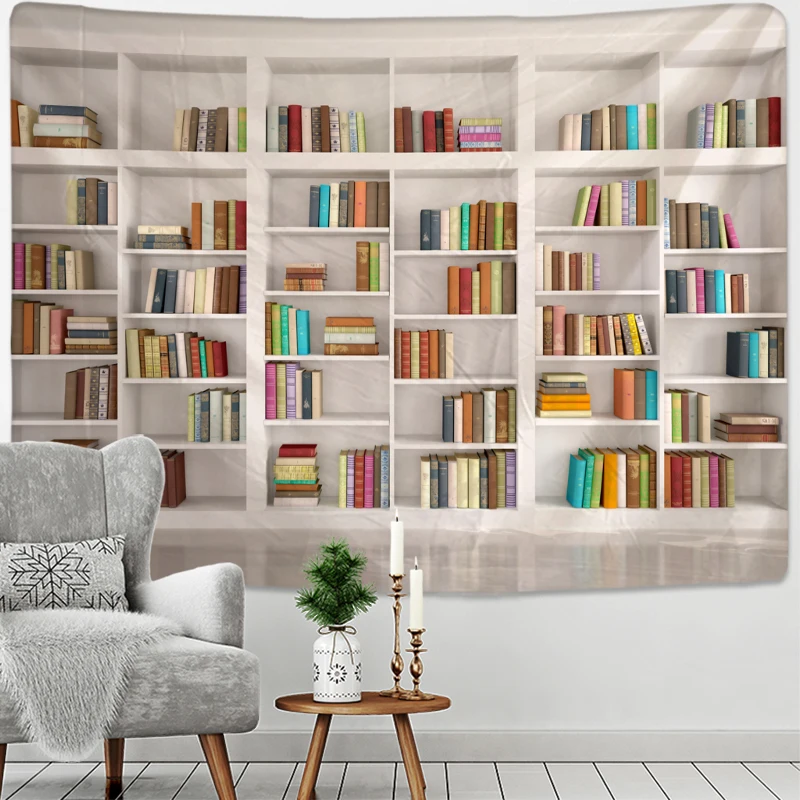 Retro Magic Bookcase Tapestry Mysterious Library Tapestries Wall Hanging Art Throw Tapestries Home Aesthetic Room Decor Mural