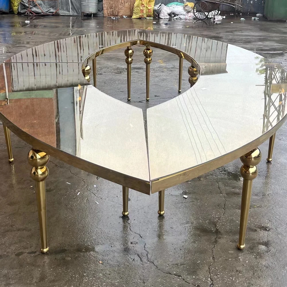 Factory Direct Luxury Wedding Furniture Reception Table Gold Elegant Event Wedding Bride and Groom Wedding Table