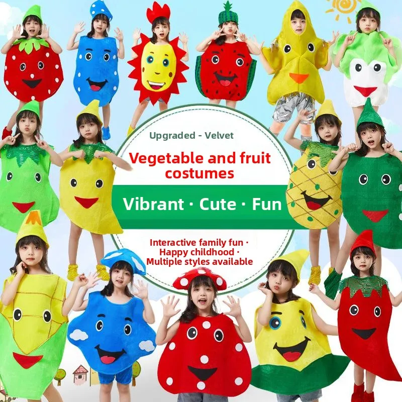 

Children's Day Performance Costume Fruit Vegetable Design Kindergarten Halloween Festival Outfit Polyester Fiber Dress