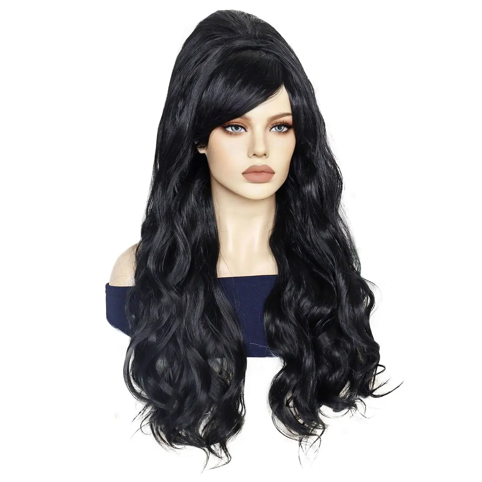 

Loose Wave Black Women's Wig 60's Style Beehive Wigs For Disco Lady Womens Curly Long Heat Resistant Synthetic Hair 24 Inch 2025