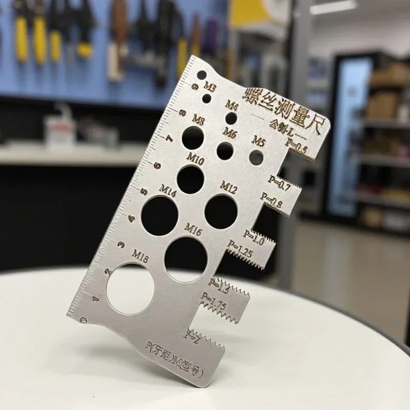 Alat Ukur Penggaris Pitch Benang Sekrup Mur Baut Benang Mesin Metrik Pengukur Pemotong Sekrup Model Sudut Pengukuran