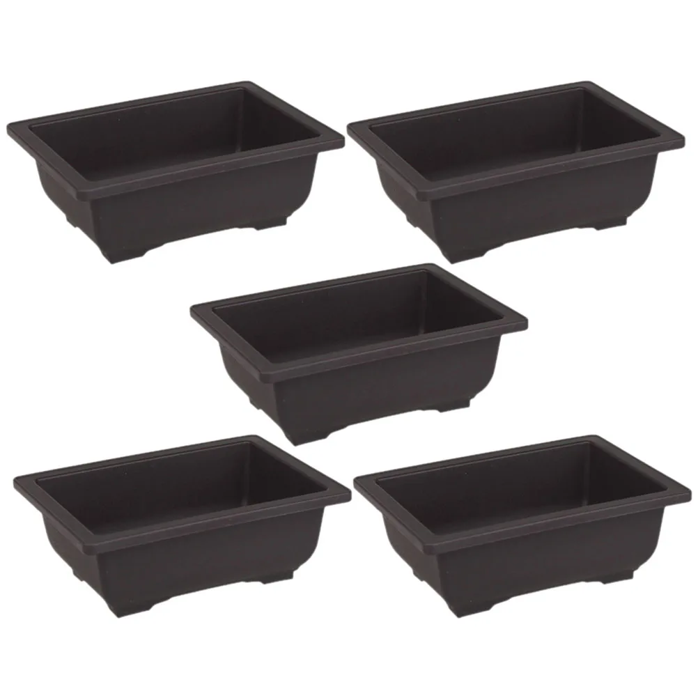 

5pcs Rectangular Flower Pot Mini Succulent Planter Bonsai Container Plastic Garden Decor