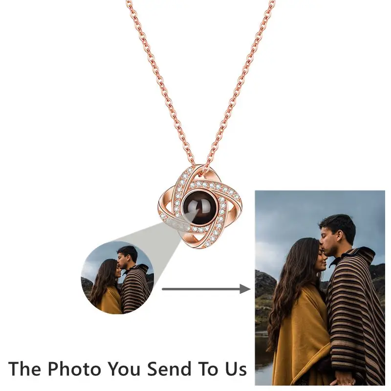 2024 New Customized Photo Projection Necklace Personalized Photo Necklace Women Pendant Necklace Memories Jewelry Birthday Gift