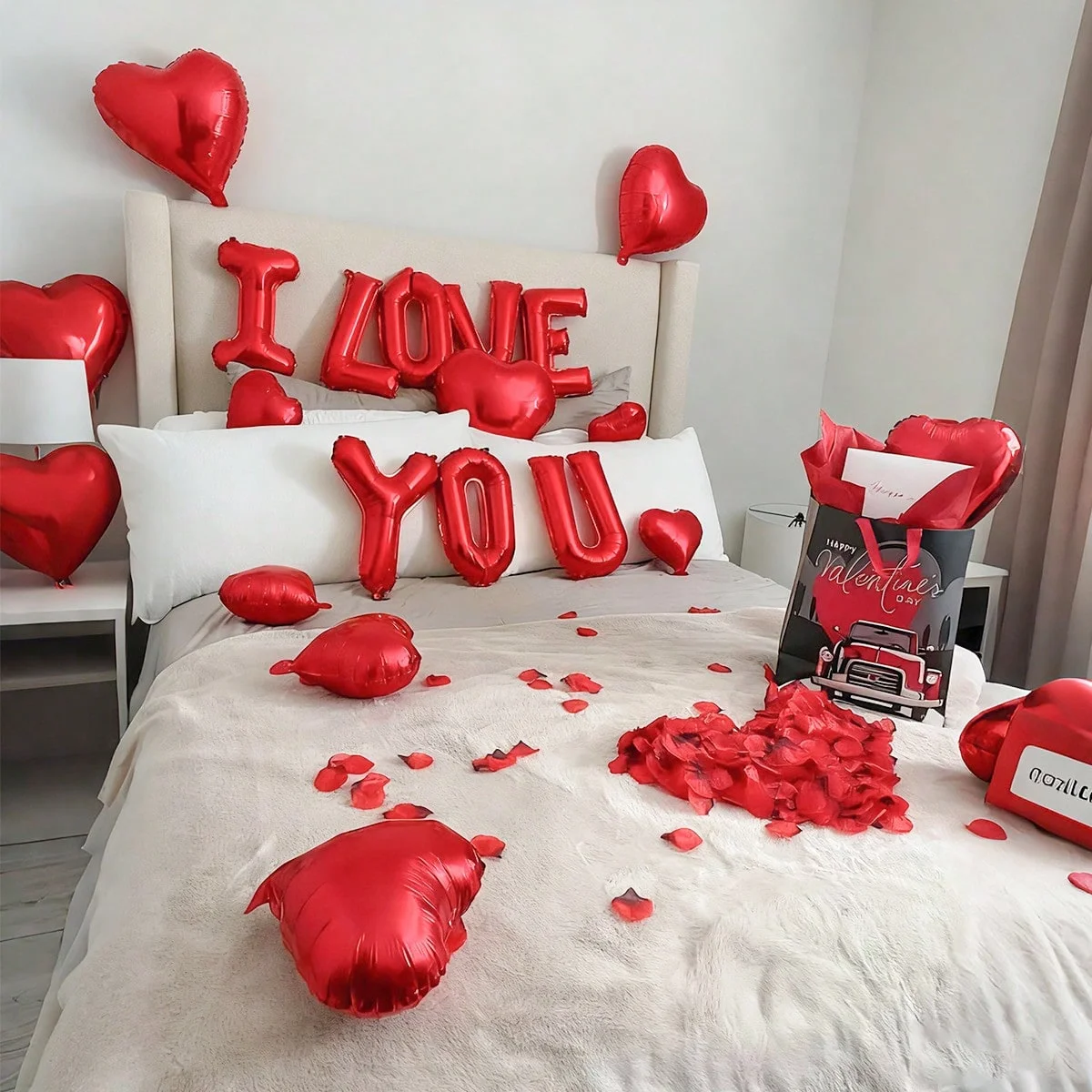 Rotes herzförmiges „I Love You“-Ballon-Set, für romantische Valentinstagsdekoration, Geburtstag, Hochzeit, Jahrestag, Indoor-Party-Dekoration
