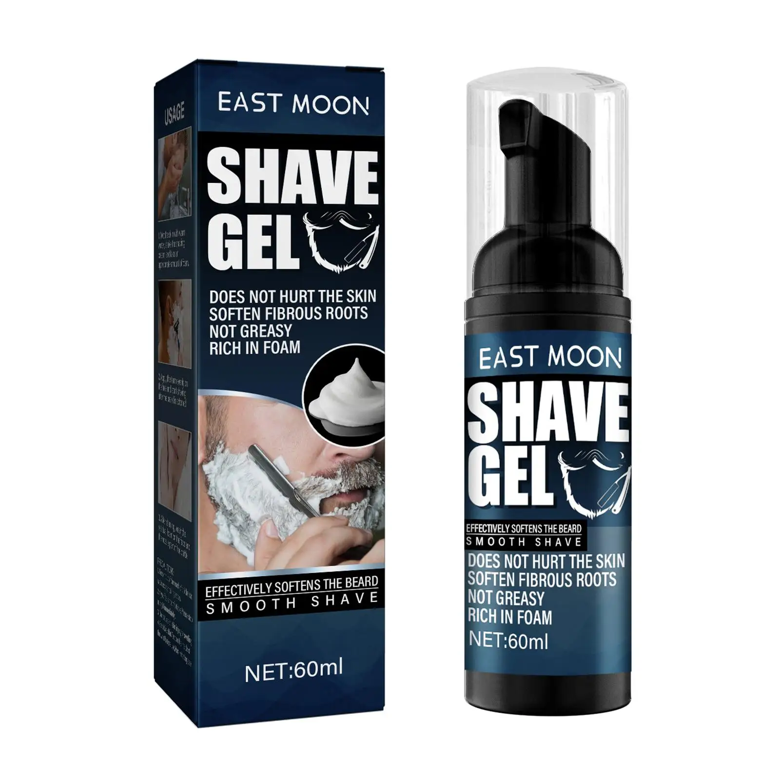 

Shave Cream Shave Gel Natural Ingredients Reduce Friction 60ml Grooming Accessories Smooth Safe Shaving Cream for Men Barber