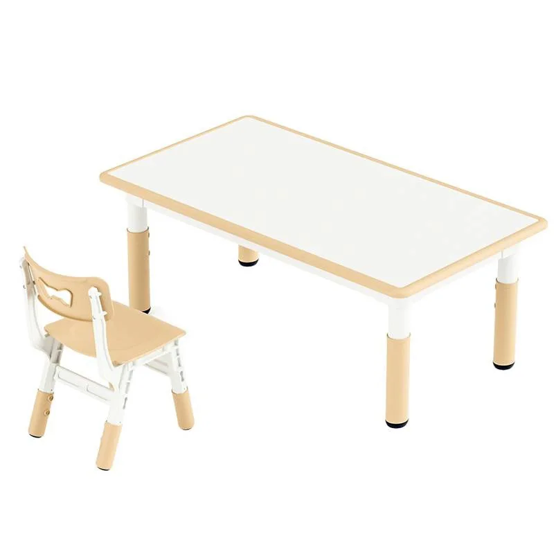 Kindergarten children's desk and chair training course: Six people for learning to draw, doodle table, adjustable wooden
