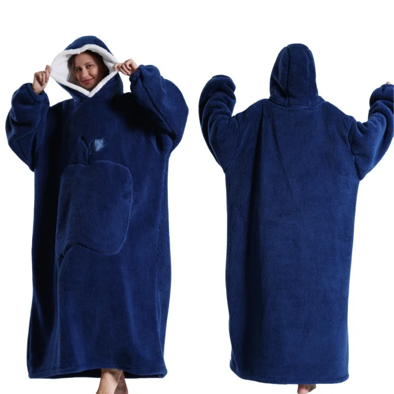 Couverture à capuche surdimensionnée, couverture TV à manches pour enfants et femmes, pull Super Long en polaire, hiver 2024