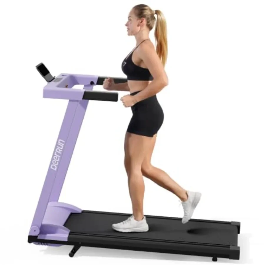 Home use foldable treadmill with steel frame, black color, 6 manual incline and app/remote control for walking, jogging, runnin