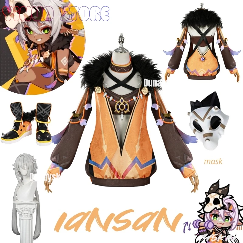 

Игра Genshin Impact Iansan, карнавальный костюм Jsk, длинный парик и обувь, платье Лолиты Kawaii, женские костюмы, 2024, чулки для ролевых игр