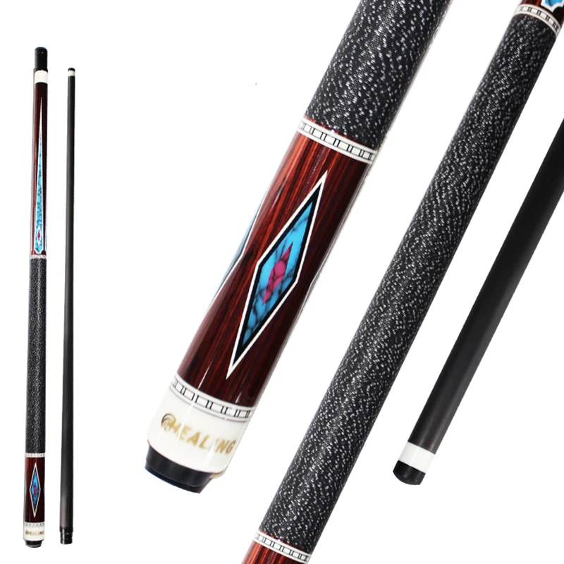 Technical Wood Pool Cue 12.4mm Carbon Fiber Linen Thread Grip Stainless Steel Stock 1474mm Wrapped