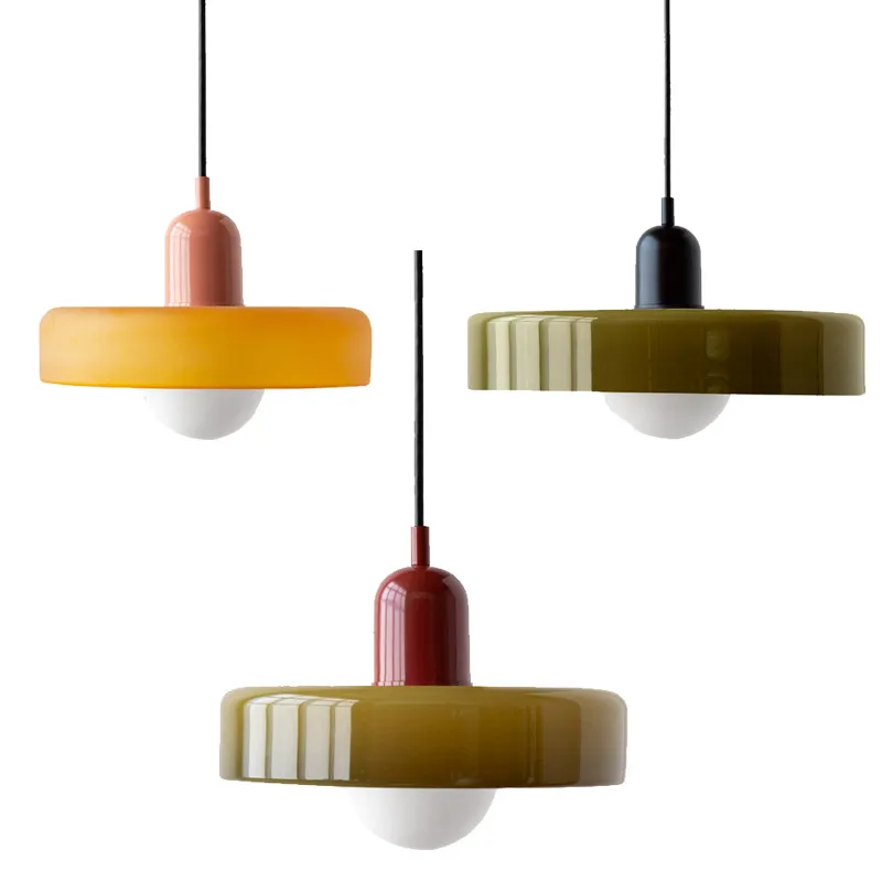 Disc Orb Pendant Light Glass colourful lamp Dining Room Bedroom Study Bar  Minimalist decoration living room lights