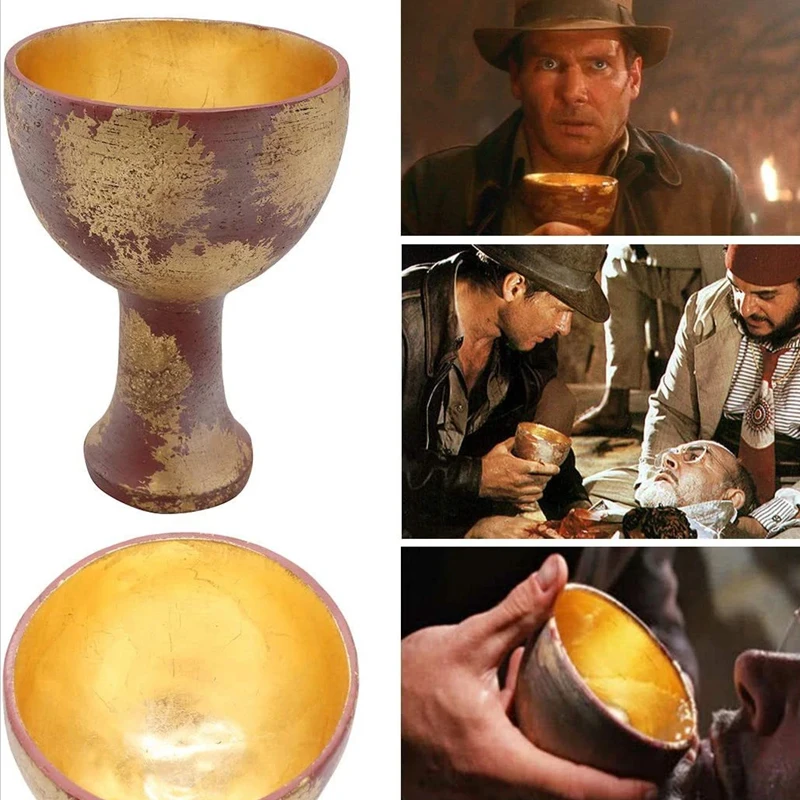 Indiana Jones Holy Grail Cup Props Replica Indiana Jones Vintage Trophy Resin Crafts Decorations Halloween Role-Playing Props