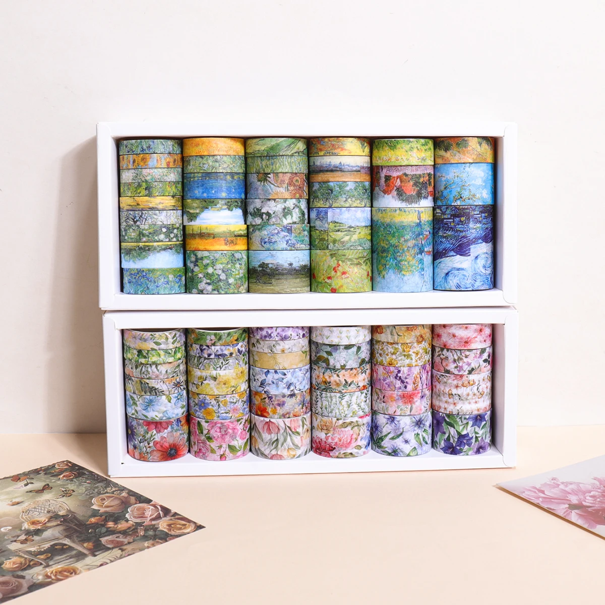Romantic Flower Handbook Tape, Oil Painting Pastoral Style DIY Fresh Decorative Washi Tape for Students, Friend's Holiday Gift