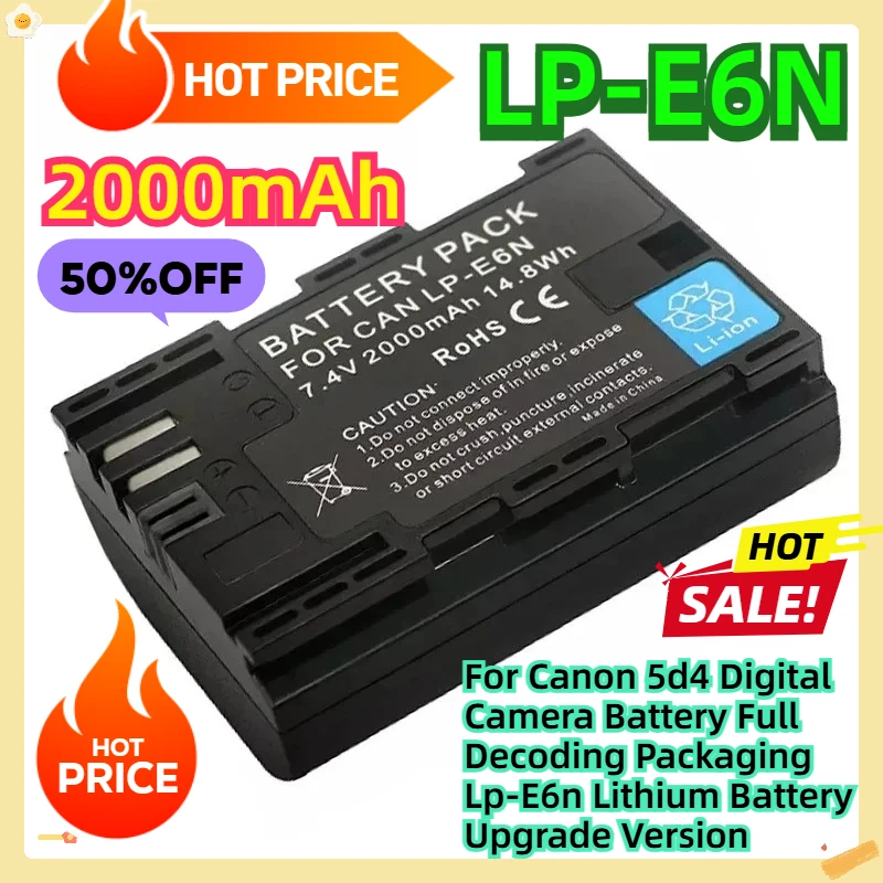 

For Canon 5d4 Digital Camera Battery Full Decoding Packaging 2000mAh Lp-E6n Lithium Battery Upgrade Version