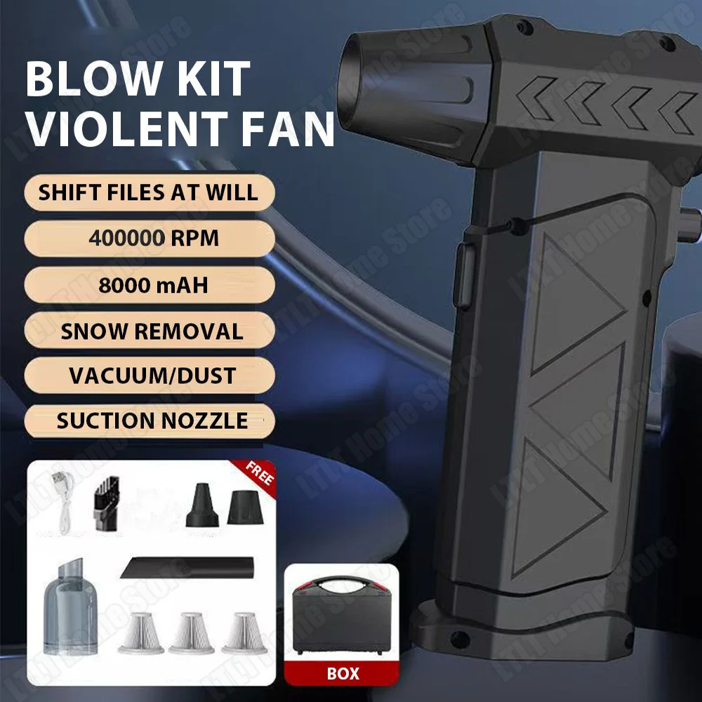 

8000mAh Mini Turbo Jet Fan 400000RPM Powerful Air Blower Vacuum Dust Cleaner Strong Winds Brushless Turbo Jet Blower
