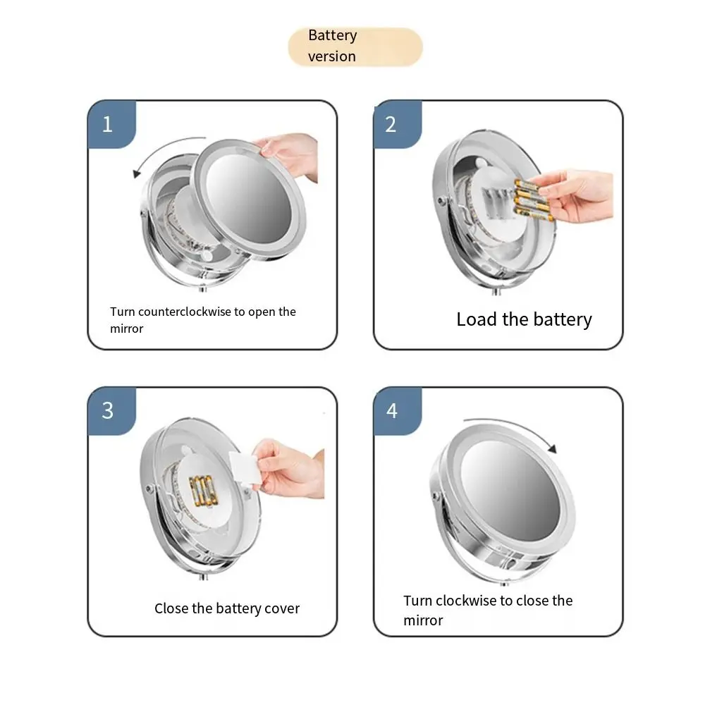 Specchio per il trucco illuminato su entrambi i lati 21 luci a LED Premium 10X ingrandimento specchio da barba Touch Screen rotondo