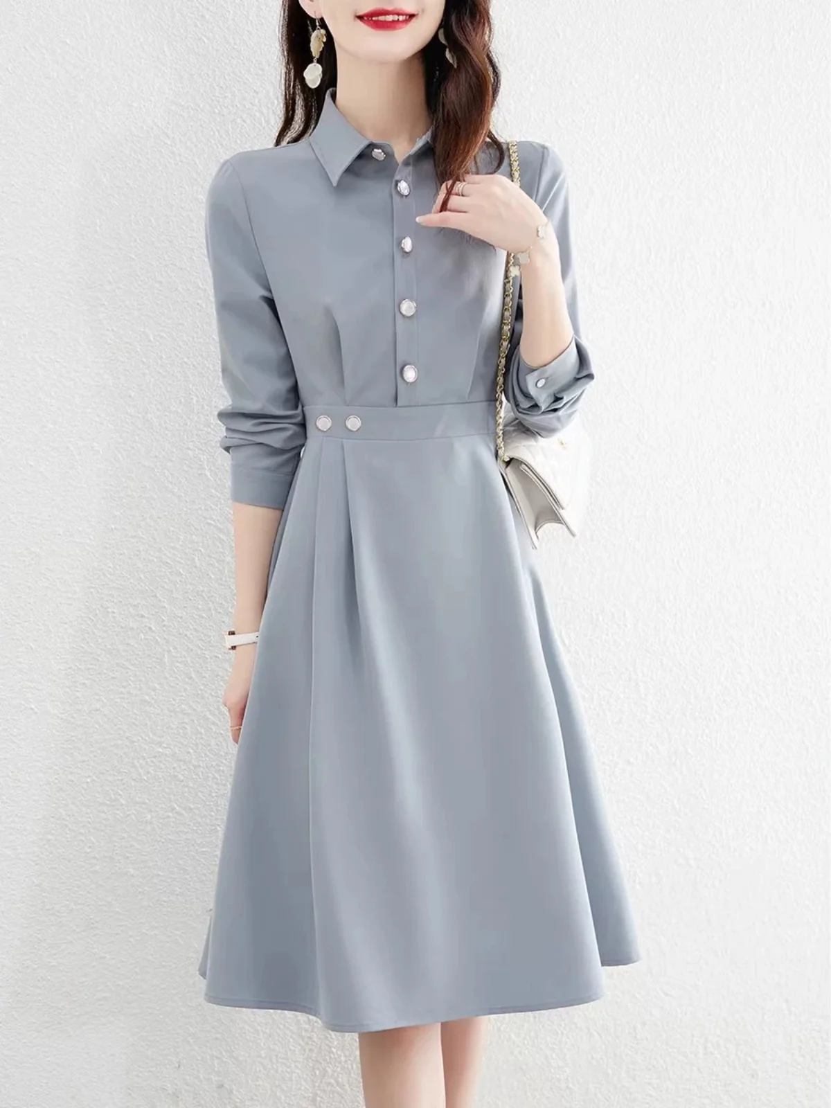 

Элегантная юбка-трапеция OL Slim Fit европейского дизайна, высококачественная, для деловых встреч, с длинным рукавом, средней длины, для свадеб и банкетов