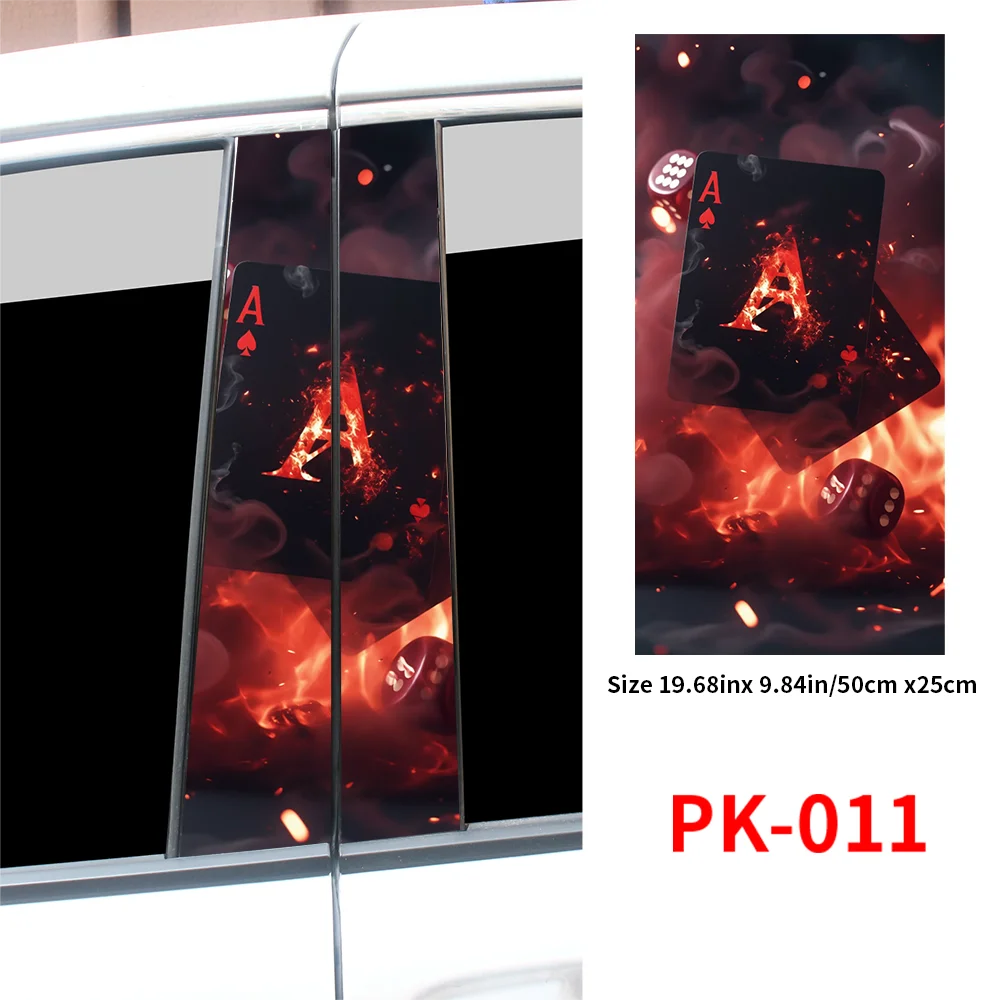 Poker Car Stickers Funny Auto B Pillar Waterproof Decoration DIY Cover Car Doors Pillar Sunscreen Decals Accessories