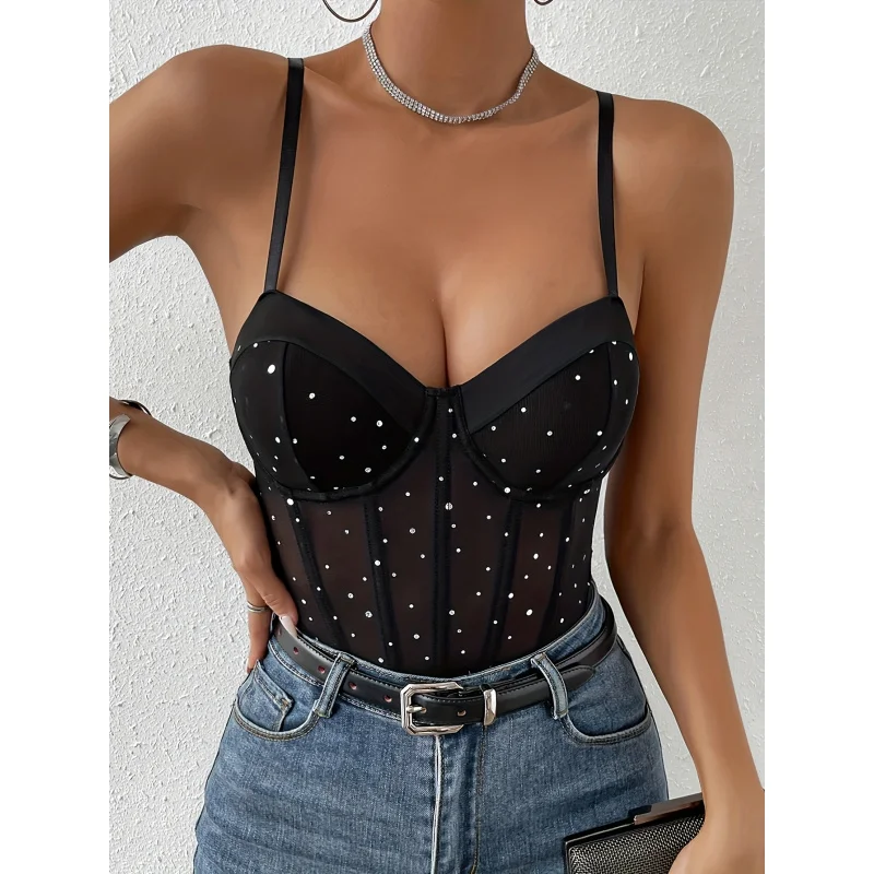 Shiny Sequined Steel Ring Bodycon Sexy High-End Camisole Jumpsuit for Cross-Border Independent Sites in Europe And America view 4