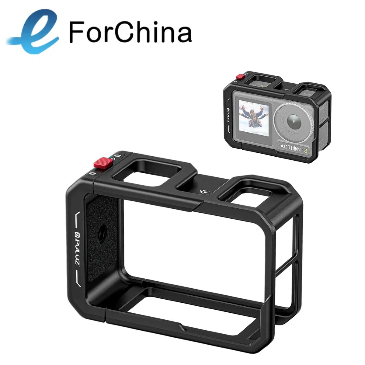 For DJI Osmo Action 5 Pro / 4 / 3 PULUZ All-inclusive Aluminum Alloy Cage Expansion Adapter Frame with Lens Cover