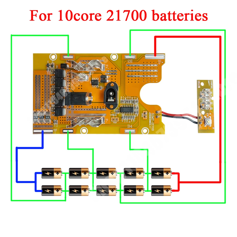 10-Zellen-21700-Lithium-Batteriegehäuse-Schutzplatine PCBA BMS für Lomvum Zhipu Hongsong Jingmi, kein Original für Makita-Box – Detail 9