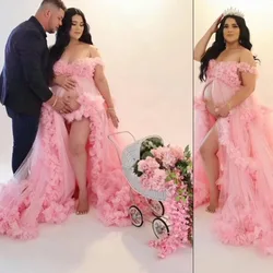 Maternity Dresses Photoshoot Ruffles Illusion Lingerie Bathgown Baby Shower Dress Платье فساتين حوامل платье для беременных