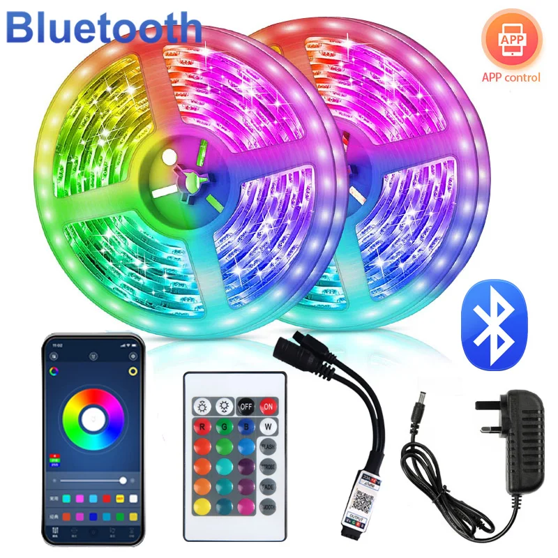 

24V LED Strip Lights Bluetooth RGB 5050 LED Light Type with App Control SMD Music Sync TV Background Lighting for Bedroom 1M-50M