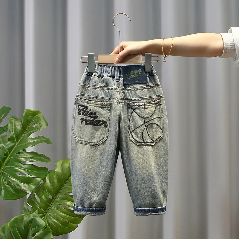 Boys Jean Pants Long Trousers Denim 2024 Sweet Spring Autumn Baby's Kids Teenagers High Quality School Children's Clothing