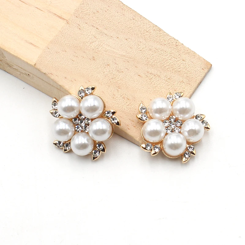 10Pcs 23mm Metal Rhinestone Pearl Alloy Accessories DIY Flower Center Ornaments Clothing Hair Jewelry Decorative Accessories