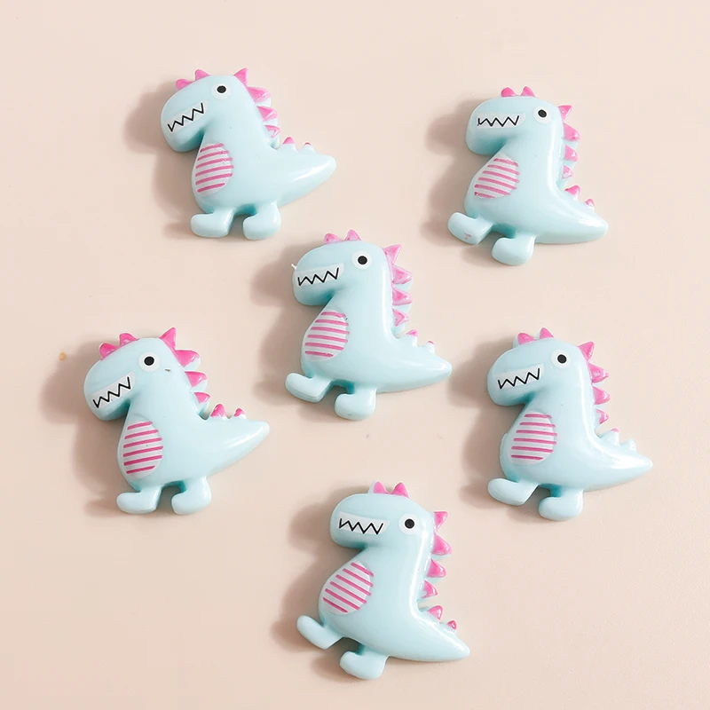 Leslie 10 Stück einfarbige niedliche Dinosaurier-Charms aus Kunstharz mit flacher Rückseite, Cabochon für Nagelkunst, Haarnadeln, Handyhülle, DIY-Zubehör – Detail 7
