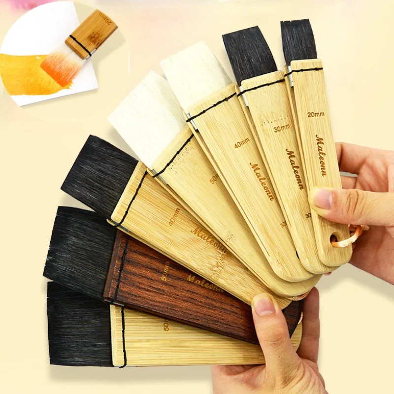 

4pcs Squirrel Hair/wool Flat Head Board Brush Set Portable Row Pen Watercolor Brush Art Special Oil Acrylic Painting Supplies