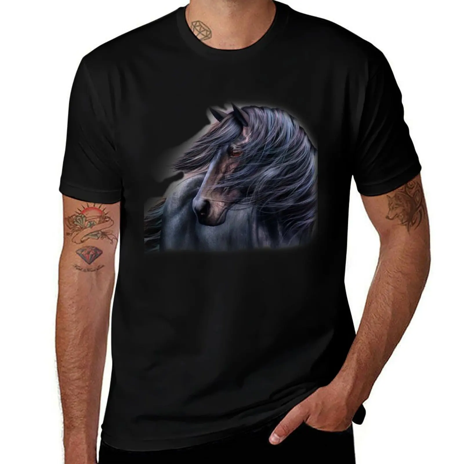 

The black horse T-Shirt cotton t shirts high quality t shirts for man cotton T-Shirt