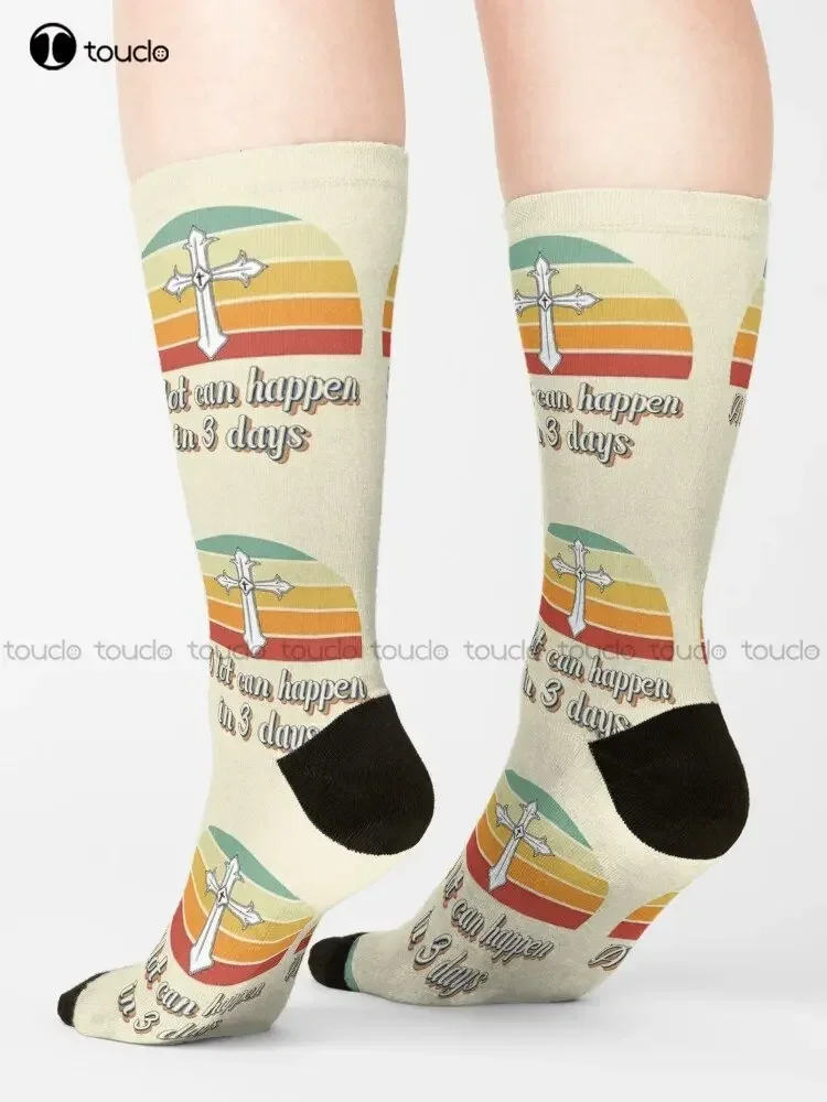 A Lot Can Happen In 3 Days | Funny Vintage Design | Socks. Socks Funny Socks For Women Street Skateboard Socks Custom Gift Funny