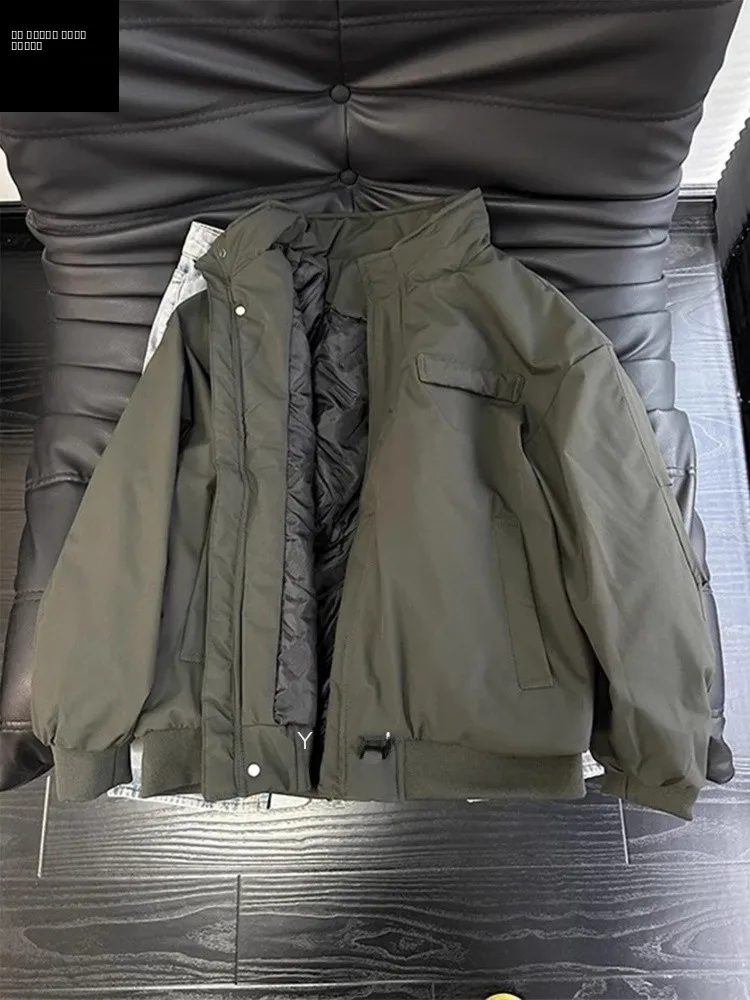 

Утепленная хлопковая куртка-бомбер в стиле милитари, зимнее пальто с воротником-стойкой, водонепроницаемая мужская одежда, молодежная модная теплая куртка с длинными рукавами