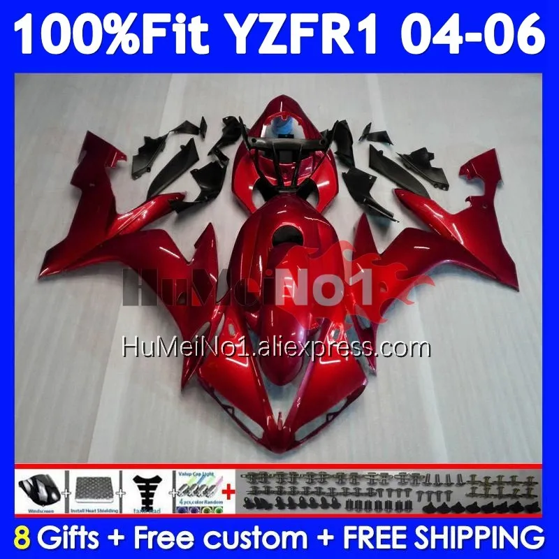 Injection Body For YAMAHA YZF R1 R 1 YZF-1000 YZF1000 366No.7 1000CC Pearl red YZF-R1 YZFR1 2004 2005 2006 04 05 06 Fairing