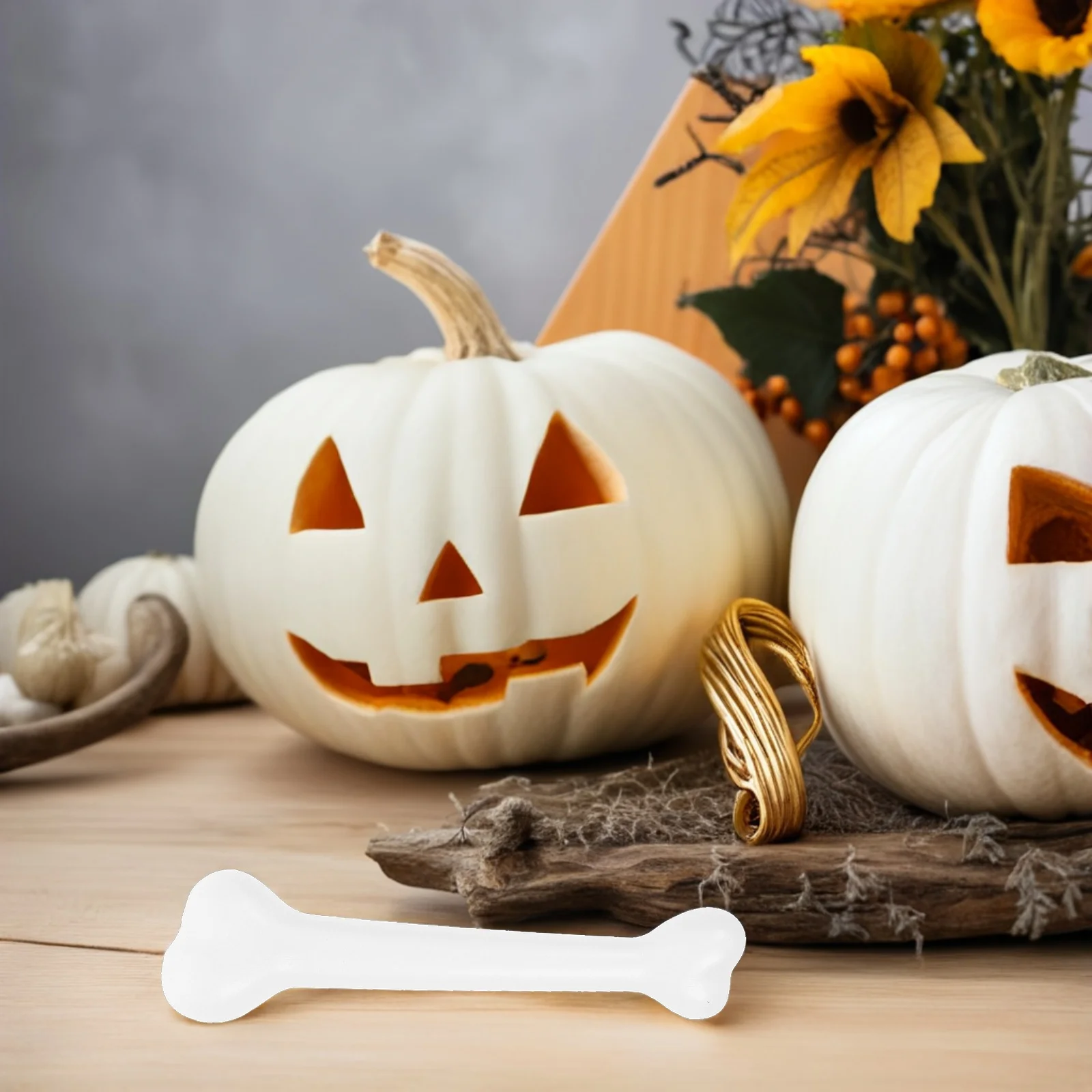 4 Uds. De huesos de plástico humanos simulados para decoraciones para fiestas de Halloween, accesorios de disfraz para niños y adultos, color blanco